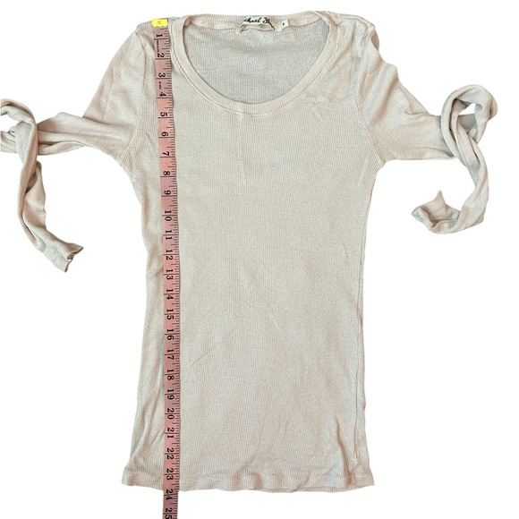 Michael Stars Pink Ribbed Shimmer Long Sleeve Top S - Picture 8 of 10